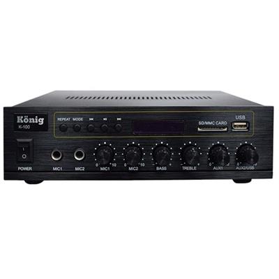 König K-100 USB-SD-Bluetooth Destekli 2 Mik. Giriş 8 Ohm 100/70v 80 Watt Trafolu Anfi