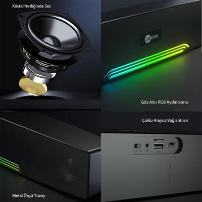 Lecoo DS109 Bluetooth/AUX/TF KART/USB 10W Soundbar Taşınabilir Stereo Masaüstü TV Hoparlör