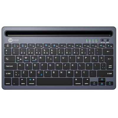 Lenovo Lecoo BK100 Bluetooth V3.0 Çoklu Cihaz Uyumlu Şarj Edilebilir Kablosuz Gri Türkçe Q Klavye