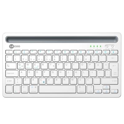 Lenovo Lecoo BK100 Bluetooth V3.0 Çoklu Cihaz Uyumlu Şarj Edilebilir Kablosuz Beyaz Türkçe Q Klavye