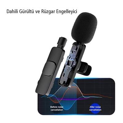 MagicVoice K8 Kablosuz TYPE-C Vlogger Yaka Mikrofonu (Android-GOPro-Osmo Action-Iphone-Ipad)