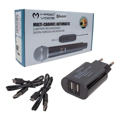 Magicvoice Mv-19601 UHF Kablosuz Enstrüman Uyumlu Bluetooth Jak Girişli İkili Mikrofon Set