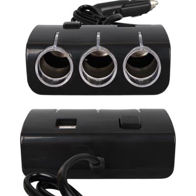 Olesson 1506 12-24V Çift USB Girişli 120W 80 CM Kablolu 3LÜ Araç Çakmak Çoklayıcı