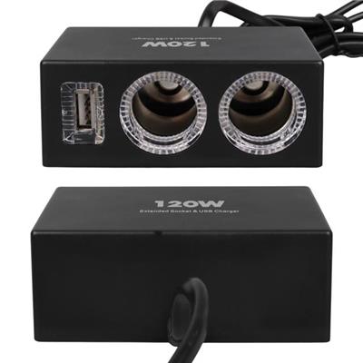Olesson 1522 12-24V Tek USB Girişli 120W 80cm Kablolu 2li Araç Çakmak Çoklayıcı