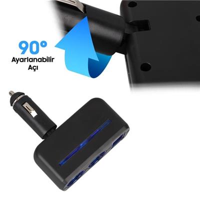 Olesson 1637 12-24V Çift USB Girişli 120W 2li Araç Çakmak Çoklayıcı