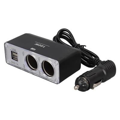 Olesson 1647 12-24V Çift USB Girişli 100W 70cm Kablolu 2li Araç Çakmak Çoklayıcı