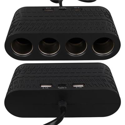 Olesson 1654 12-24V Çift USB - TYPE-C 120W 80cm Kablolu 4LÜ Araç Çakmak Çoklayıcı