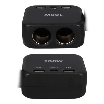 Olesson 1655 12-24V TYPE-C + Çift USB-A Girişli 100W 2li Araç Çakmak Çoklayıcı