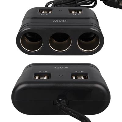 Olesson 1678 12-24V 4 USB Girişli 120W 80cm Kablolu 3lü Araç Çakmak Çoklayıcı