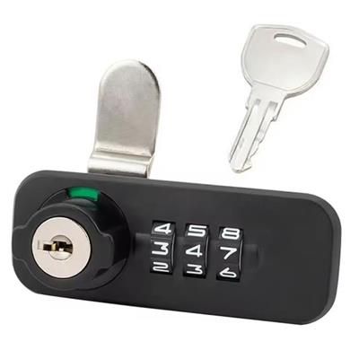 PowerMaster PM-26725 3 Haneli Şifreli Ve Anahtarlı Mekanik Siyah Çekmece Dolap Kilidi (Sol)