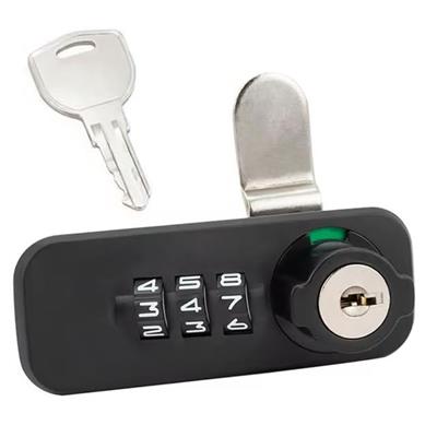 PowerMaster PM-26726 3 Haneli Şifreli Ve Anahtarlı Mekanik Siyah Çekmece Dolap Kilidi (Sağ)