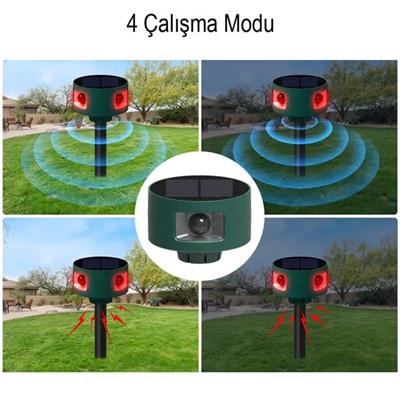 PowerMaster PM-26948 Ultrasonic Sesli Solar Hayvan Kovucu Alarm Cihazı 360 Derece Sensörlü