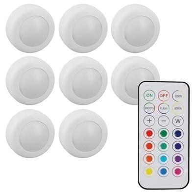 PowerMaster PM-27186 Led Mobilya Merdiven Pilli Aydınlatma 3M Yapışkanlı Kumandalı RGB + 4000K (8li Paket)