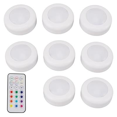 PowerMaster PM-27186 Led Mobilya Merdiven Pilli Aydınlatma 3M Yapışkanlı Kumandalı RGB + 4000K (8li Paket)