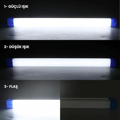 PowerMaster T530 32cm 40W Çubuk Portatif LED Işıldak Şarjlı Tüp Lamba 1200mAh