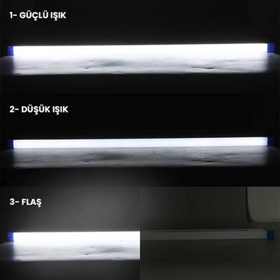 PowerMaster T570 70cm 100W Çubuk Portatif LED Işıldak Şarjlı Tüp Lamba 1800mAh