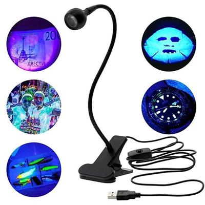 PowerMaster UV Mor Işık Sahte Para Kontrol - Yapışkan Kurutma Lambası Esnek Masa Lambası 3 Watt