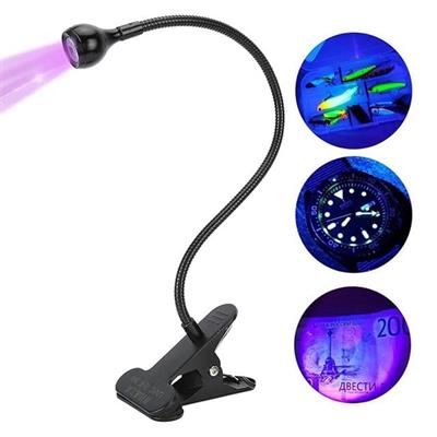 PowerMaster UV Mor Işık Sahte Para Kontrol - Yapışkan Kurutma Lambası Esnek Masa Lambası 3 Watt
