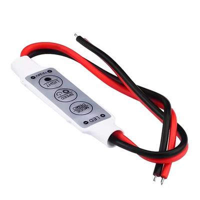 Powermaster 12-24 Volt Mini Üç Tuşlu Tek Renkli Led Kontrol Cihazı (Kırmızı - Siyah Kablo)