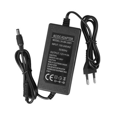 Powermaster 34-MA-0001 12 Volt - 3 Amper 5.5x2.5 Uçlu Plastik Kasa Masaüstü Adaptör