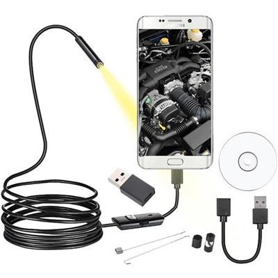 Powermaster 3in1 Micro Usb+Type C+Pc 8 Mm Işıklı 5 Metre Endeskop Yılan Kamera