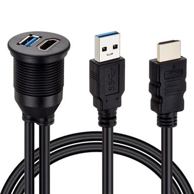 Powermaster PM-12428 USB 3.0 + HDMI 2 Metre Uzatma Kablolu Araç Kontrol Paneli (Gömme Montaj)