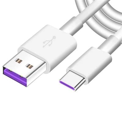 Powermaster PM-18299 Beyaz 5A Hızlı Şarj Destekli USB Type-C Şarj ve Data Kablosu (1 Metre)