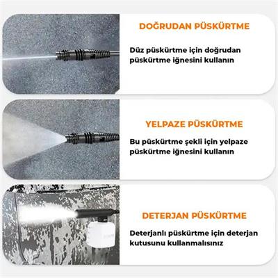 PowerMaster PM-24688 Pratik Yüksek Basınçlı Araç Yıkama Makinesi 13 Litre 80 Bar 30.000mah 350 Watt