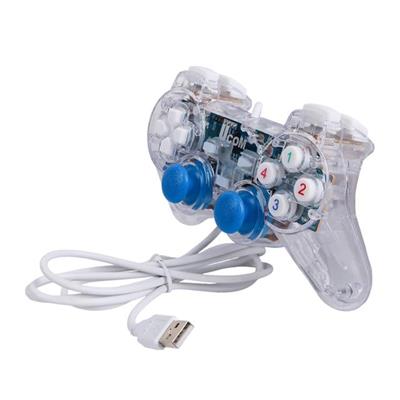 Powermaster UCOM-704 Kablolu Double Shock Joypad Oyun Kolu Gamepad Şeffaf Işıklı
