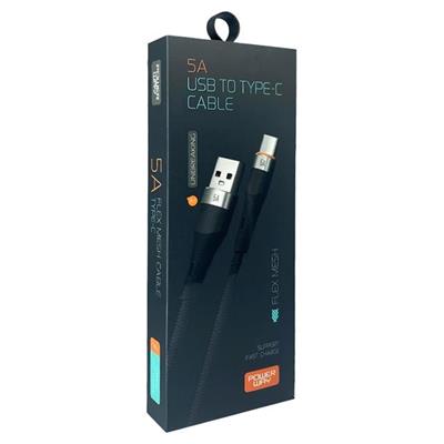 Powerway HC05 Örgülü 5 Amper USB TO Type- C 1 Metre Şarj Data Kablosu