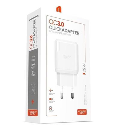 Powerway QC3 3 Amper 18W Tüm Telefonlarla Uyumlu USB Hızlı Şarj Adaptörü