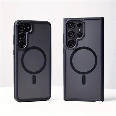 Samsung S24 – Kılıf Metal Tuşlu Sert PC Arka Yüzey Wireless Şarj Özellikli Flet Magsafe Kılıf