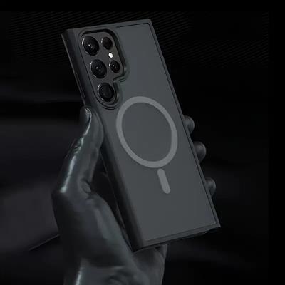 Samsung S24 – Kılıf Metal Tuşlu Sert PC Arka Yüzey Wireless Şarj Özellikli Flet Magsafe Kılıf