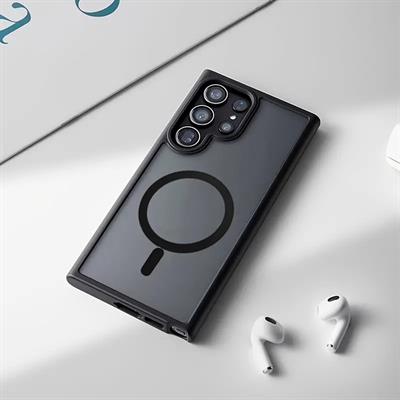 Samsung S24 – Kılıf Metal Tuşlu Sert PC Arka Yüzey Wireless Şarj Özellikli Flet Magsafe Kılıf