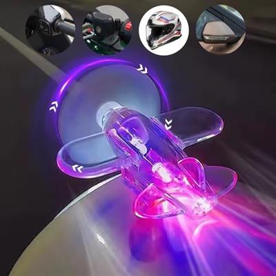 Sunup SN-26786 LED Işıklı Motosiklet Süs Uçağı Pilsiz Çalışan, Kırmızı-Mavi Işık Efektli