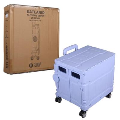 Sunup SN-26967 Katlanabilir Market Pazar Kamp Tekerlekli Alışveriş Arabası 60KG Kapasiteli