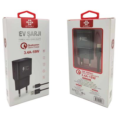 TYPE-C / 3.4A-18W Qualcomm Hızlı Şarj Aleti Arbaks ARB-014