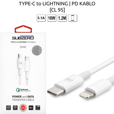 (TYPE-C To Lightning PD Kablu) 18W 3.1A 1.2 Metre Subzero CL95