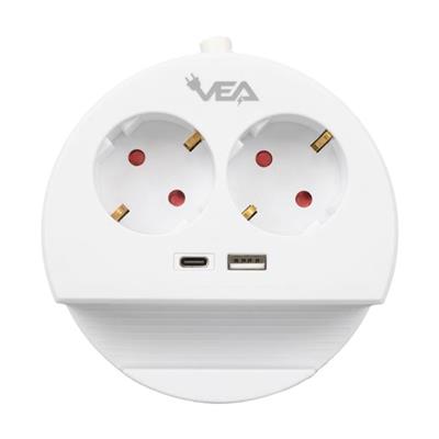 VE- G1102C 2li USB+ Type-C Girişli Anahtarlı 1.5 Metre Grup Priz