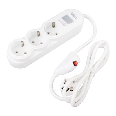 Vea VA-21571 3lü Anahtarlı 1.5 Metre Akım Korumalı Priz Beyaz