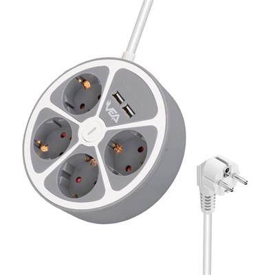 Vea VE-G604YU 4lü 2 USB’li Anahtarlı 1.5 Metre Grup Priz