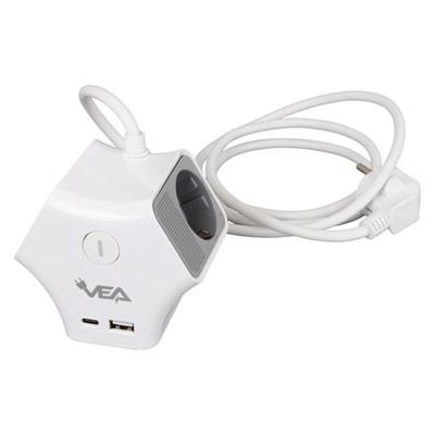 Vea VE-G903YC 3lü USB+ Type-C Girişli Anahtarlı 1.5 Metre Grup Priz