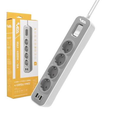 Vea VE-NOVA104U A Class 4lü 2 Usbli Anahtarlı 1.5 Metre Grup Priz