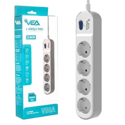 Vea VE-VEGA104 A Class 4lü Anahtarlı 1.5 Metre Akım Korumalı Priz