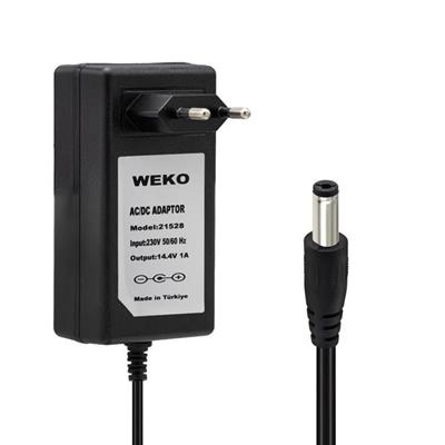 Weko 14.4 Volt - 1 Amper 5.5*2.5 Uçlu Plastik Işıklı Kasa Priz Tip Adaptör