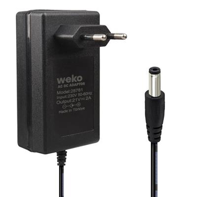 Weko 21 Volt - 2 Amper 5.5*2.5 Mm Uçlu Kırmızı Yeşil Ledli Priz Tipi Şarjlı Matkap Adaptörü
