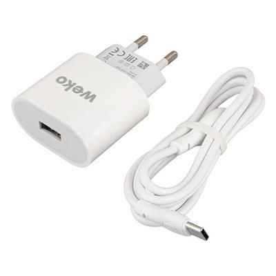 Weko WK-21442 PDU QC 3.0 Amper Telefon Şarj Başlık Adaptörü + Type-C Kablo