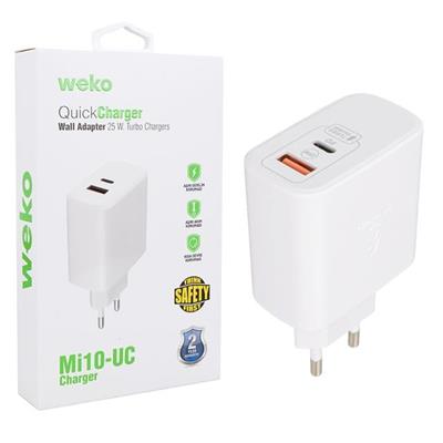 Weko WK-21446 S11-UC 25 Watt 3.0 Amper Type-C + USB Telefon Şarj Başlık Adaptörü