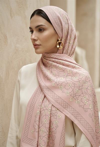 Nigar Krep İpek Şal Pembe