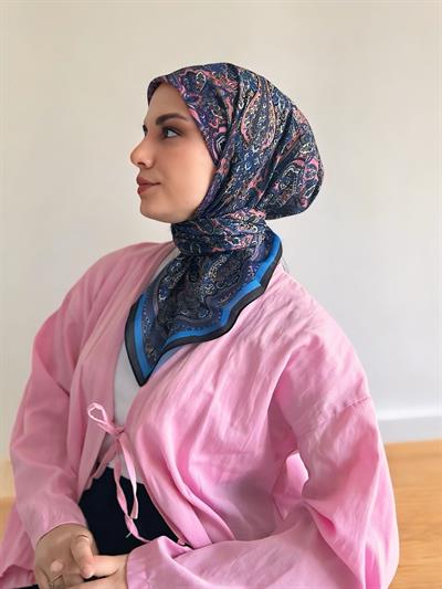 Digital Baskılı Pamuklu Eşarp Jevel Desen Pembe